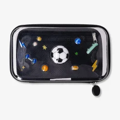 Astuccio rigido nero con icone sportive