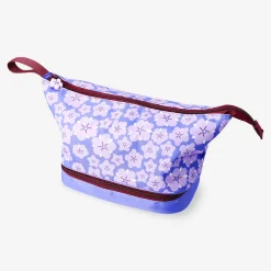 Beauty case viola floreale con due scomparti