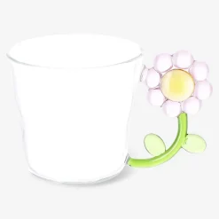 Bicchiere con manico a fiore rosa - 230 ml