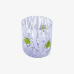 Bicchiere con punti e foglie viola - 320 ml