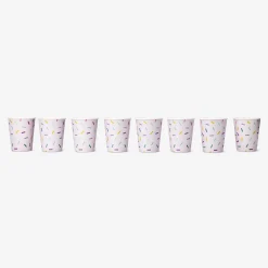 Bicchieri di carta con coriandoli rosa - 8 pz