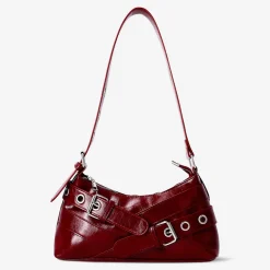 Borsa a spalla rossa con fibbie