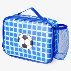 Borsa porta pranzo blu con motivo calcio - 19x25 cm