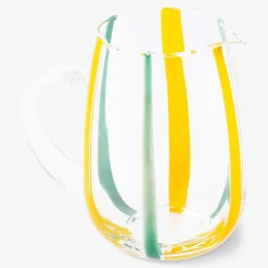 Brocca in vetro con righe gialle e verdi - 1,5 L