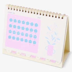 Calendario mensile floreale da tavolo con adesivi 2027