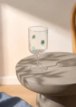 Calice con fiori blu in rilievo - 350 ml