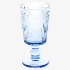 Calice da vino blu con fiori in rilievo - 250 ml