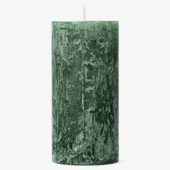Candela a pilastro rustica verde scuro - 12 cm