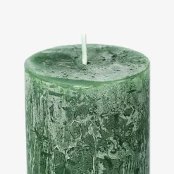 Candela a pilastro rustica verde scuro - 12 cm