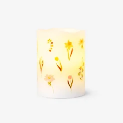Candela LED a colonna con stampa floreale - 10 cm