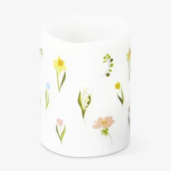 Candela LED a colonna con stampa floreale - 10 cm