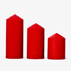 Candele a colonna rosse - 3 pz