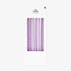 Candele da tavola viola ritorte - 4 pz