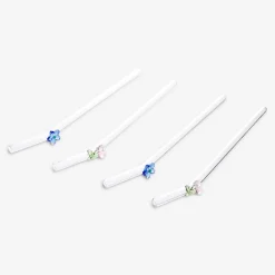 Cannucce in vetro con decorazioni di fiori e ciliegie - 4 pz