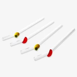 Cannucce in vetro con decorazioni di frutta - 4 pz