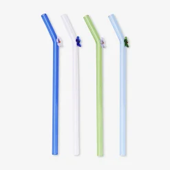 Cannucce in vetro con fiori - 4 pz
