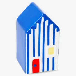 Casetta da spiaggia decorativa in ceramica a righe - 10 cm