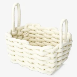 Cestino in corda intrecciata bianca - 18 cm
