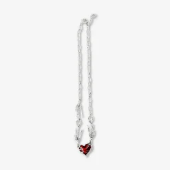 Collana argentata con cuore rosso