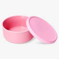 Contenitore per alimenti in ceramica rosa con coperchio in silicone - 17 cm