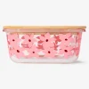 Contenitore per alimenti in vetro con fiori - 20 cm