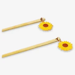 Cucchiaini da dessert dorati con decorazioni a forma di girasole - 2 pezzi