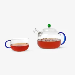 Designer Collection - Tazza in vetro con manico blu - 350 ml
