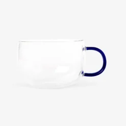Designer Collection - Tazza in vetro con manico blu - 350 ml