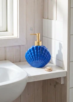 Dispenser sapone conchiglia in ceramica blu