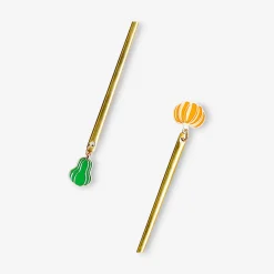Forchettine da dessert dorate con zucca decorativa - 2 pz