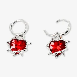 Orecchini pendenti - Cuori rossi con punte