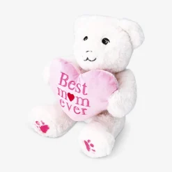 Peluche - Orsacchiotto bianco con cuore rosa per la mamma
