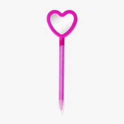 Penna a sfera rosa con specchietto a cuore