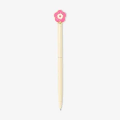 Penna a sfera - topper fiore rosa