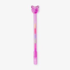 Penna gel multicolore - Puntale con gatto viola