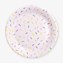 Piatti di carta rosa con coriandoli - 8 pz