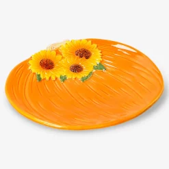Piatto con girasoli in rilievo - 20 cm