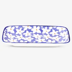 Piatto da portata in ceramica con motivo floreale - 18x23 cm
