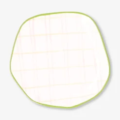 Piatto in ceramica con motivo a scacchi dipinto a mano - 15 cm