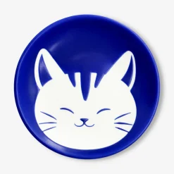 Piatto laterale blu con disegno di gatto - 23 cm