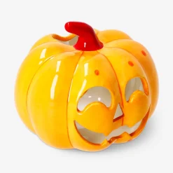 Portacandela LED a forma di zucca - 14 cm