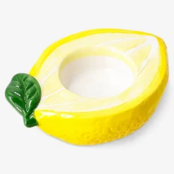 Portacandela tealight in ceramica a forma di limone - 11 cm