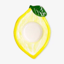 Portacandela tealight in ceramica a forma di limone - 11 cm