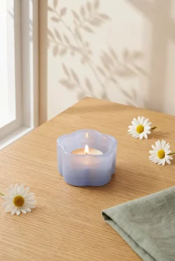 Portacandela tealight in vetro blu latte