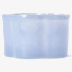 Portacandela tealight in vetro blu latte