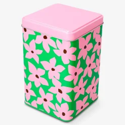 Scatola di latta con stampa floreale - 16 cm