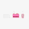 Set da viaggio rosa con custodia e ventose - 3 pz