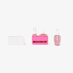 Set da viaggio rosa con custodia e ventose - 3 pz