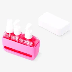 Set da viaggio rosa con custodia e ventose - 3 pz