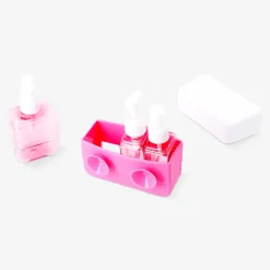 Set da viaggio rosa con custodia e ventose - 3 pz